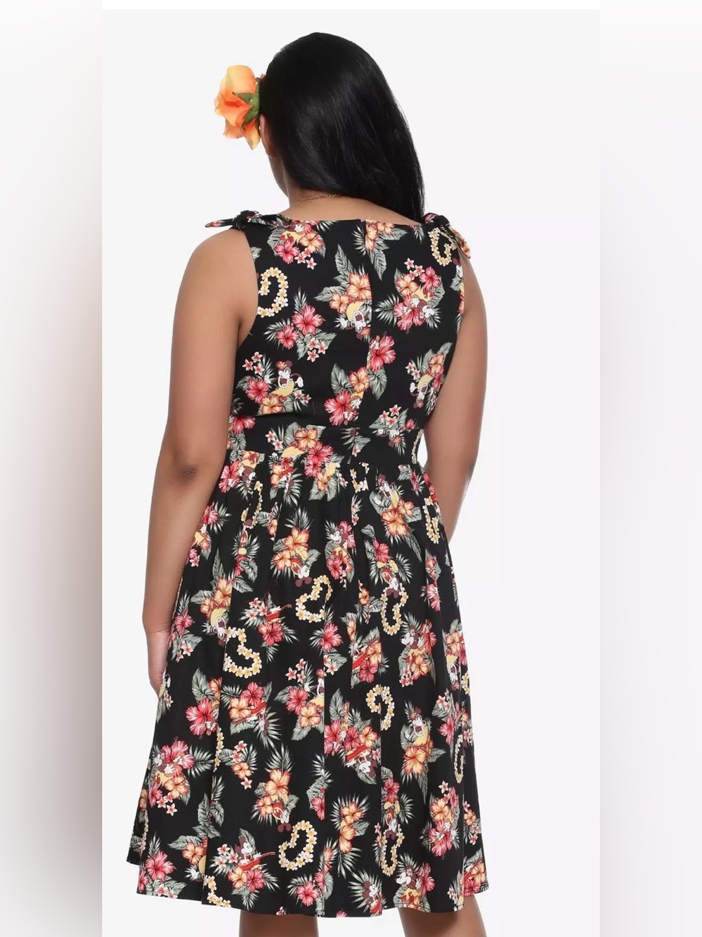 Like new Disney Mickey Minnie Mouse tropical floral retro fit flare dress Sz XL